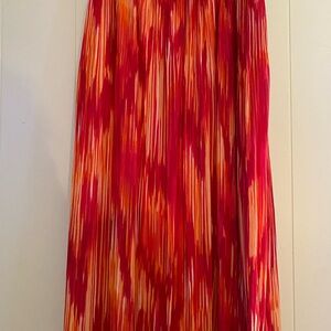 Ruby Rd. Red and Orange Patterned Maxi Skirt